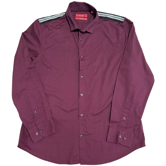 Bruno Milano Modern Fit Burgundy Casual Button Down, Size L - Picture 1 of 4